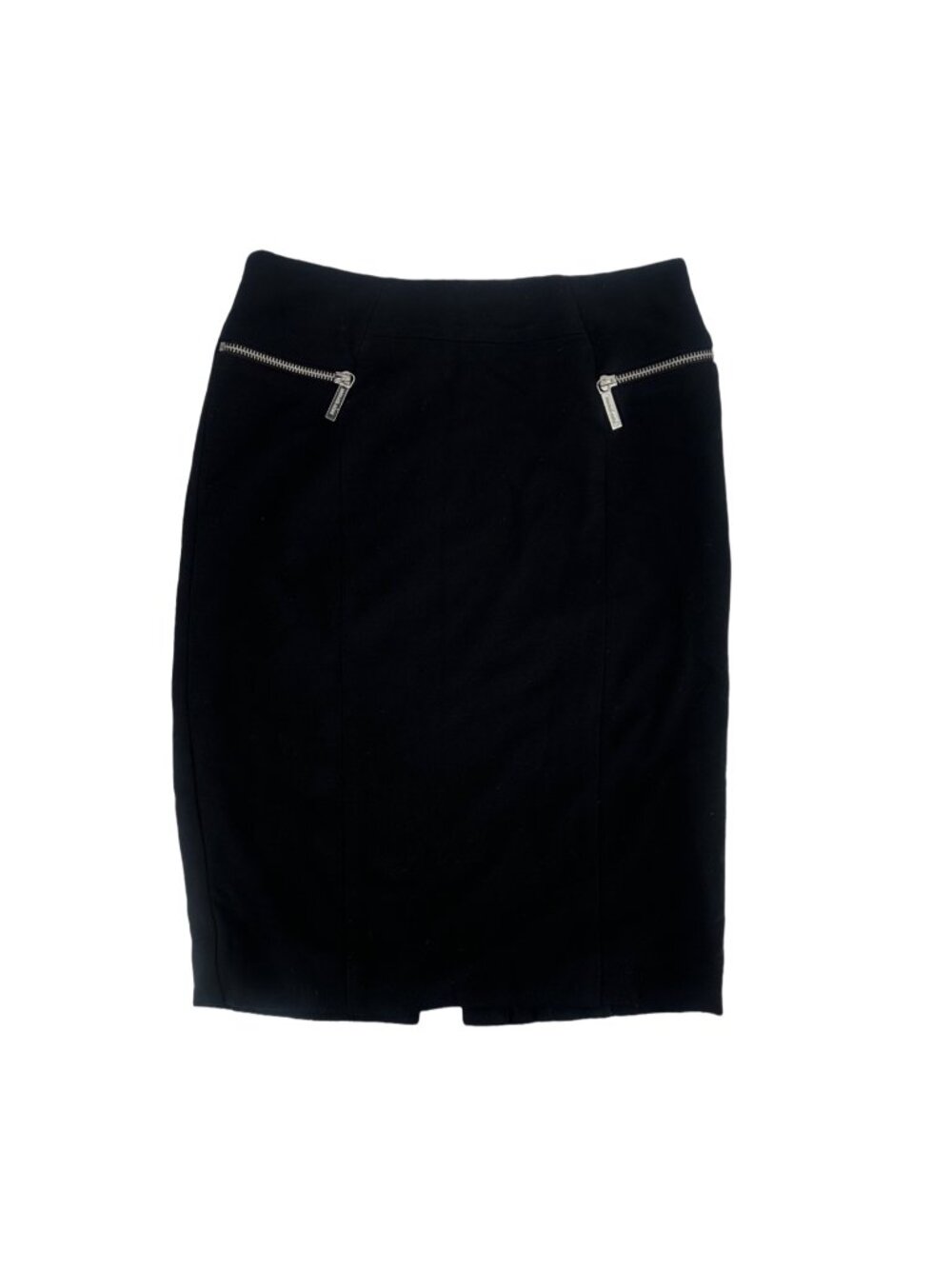 Michael Kors Black Zipper Accent Pencil Skirt 2 Tailored Fitted Stretch Workwear